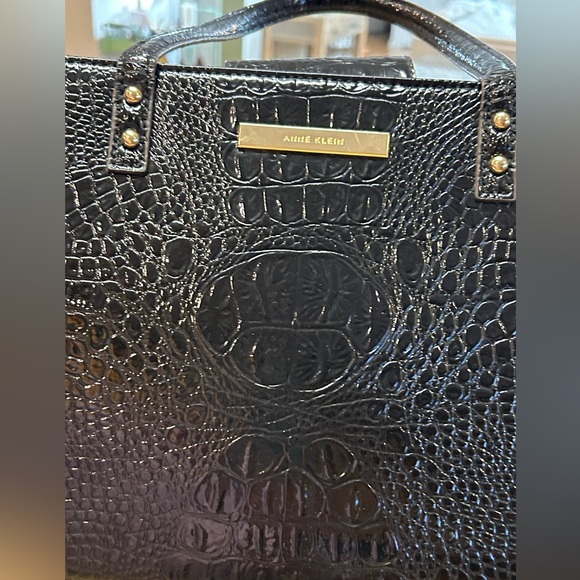 Vintage Anne Klein Black Crocodile-Embossed Tote - Picture 3 of 16